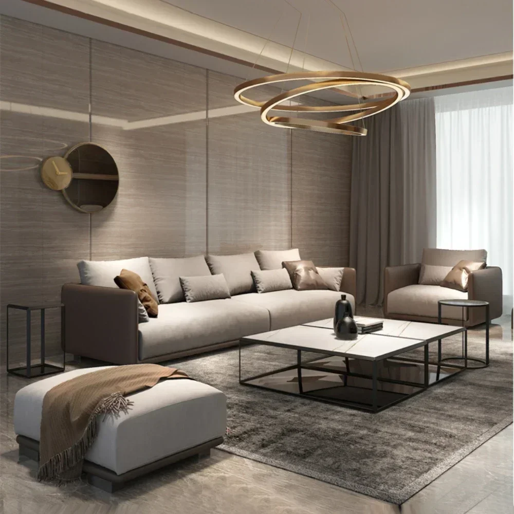 

Fabric Sofa Faux Leather Modern Minimalist Silent Ins Cream Style Living Room