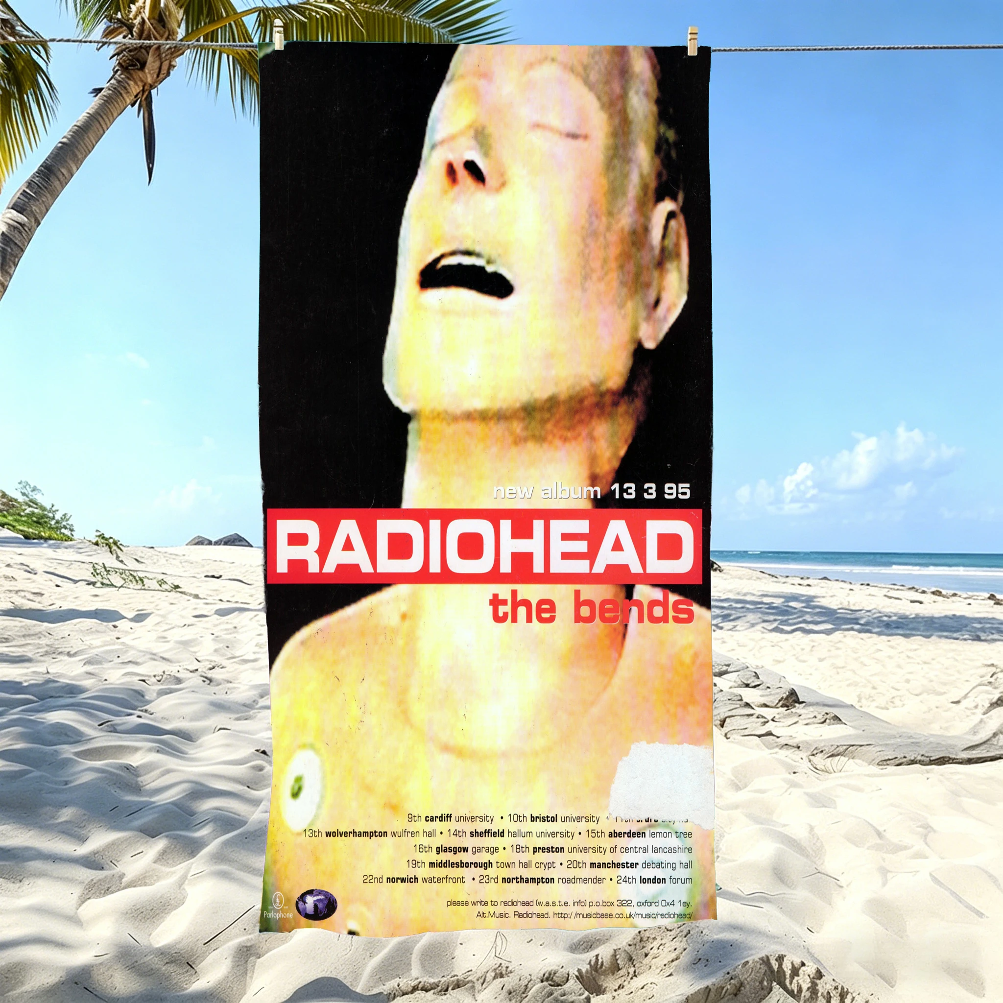 1pc Radiohead The Bends Vintage Beach Towel Microfiber Quick Dry 90s Indie Rock Bath Towel For Pool Beach Travel Rock Fans Gift