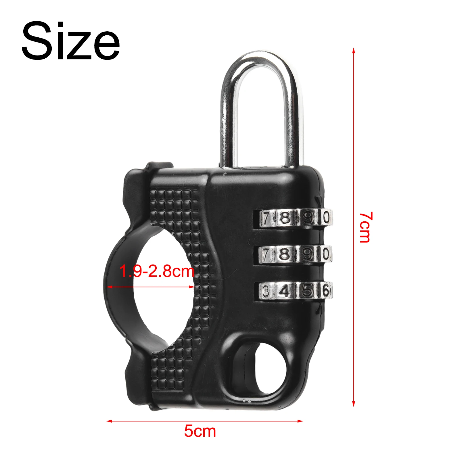 1pc Helmet Lock 3 Digit Password Motorcycle Bicycle Lock Anti-theft Scooter Helmet Lock Parts For 2.2-2.8cm Handlebar Diameter