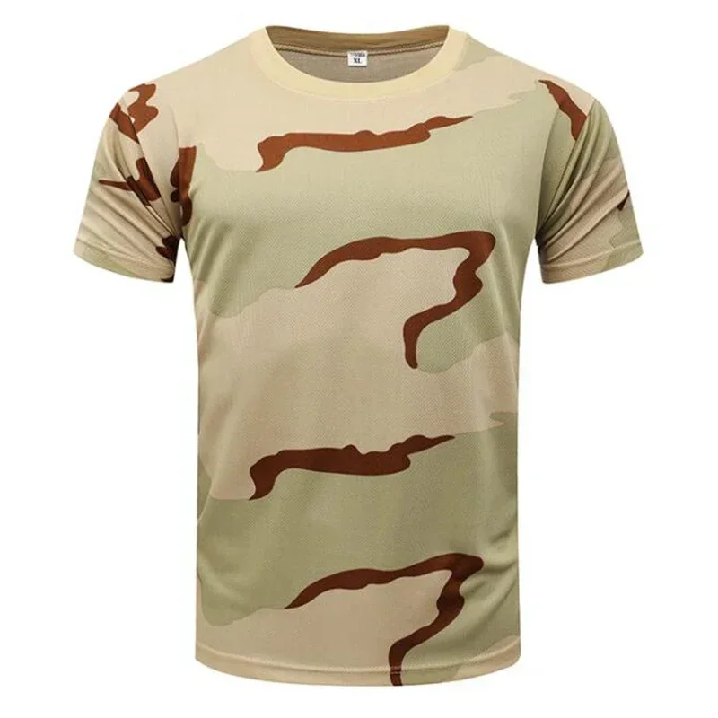 Camiseta de camuflaje 3D para hombre, ropa informal a la moda para actividades al aire libre, cuello redondo, manga corta, camisetas deportivas para exteriores de gran tamaño para verano y calle