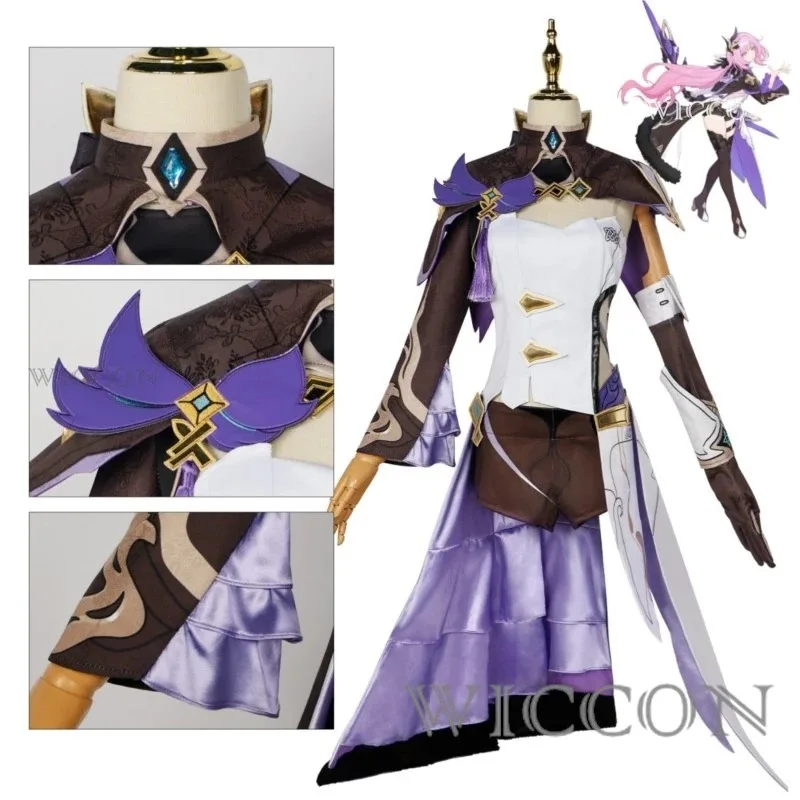 

COSda@Anime Honkai Impact 3 Elysia Cosplay Costume Party Halloween Suit Game The Moth Who Chases The Flames Dress Shoes Pink Wig