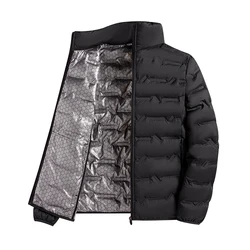 Heren Winter Warm Eendendons Parka Zelfopwarming Jaaie Jas Effen Kleur Lichtgewicht Thermische Overjas Opstaande Kraag Bovenkleding 5XL