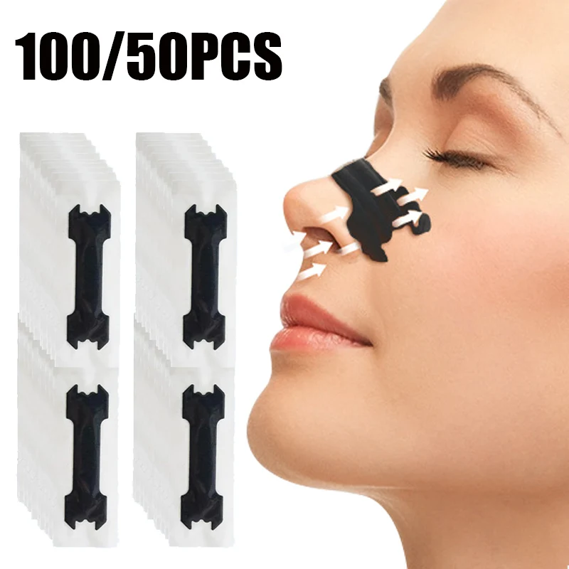 

100/50PCS Black Nose Strips Extra Strength Nasal Strips Better Sleeping Non-Invasive Anti Snoring Strips for Adults and Children