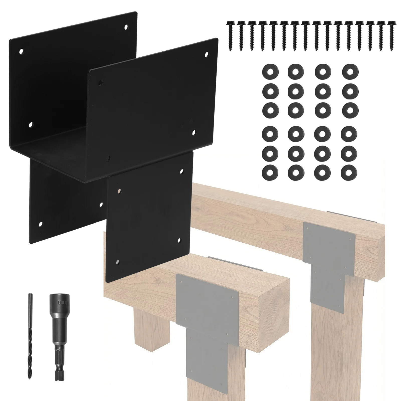 

2 Pack Galvanized Steels Pergola Connector Brackets 6x6 Post Anchor Inside Mount Bracket Steel Post Anchor Connector for Wood