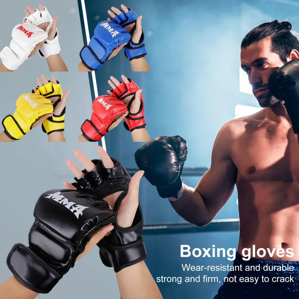 

Shock-absorbing Boxing Gloves Thick Padded Faux Leather Boxing Gloves Hand Wraps with Fastener Tape Wear Resistant for Men