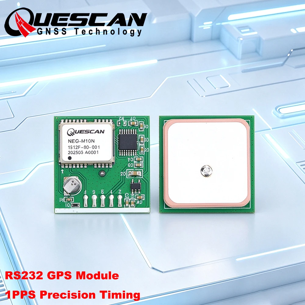 QUESCAN 3.3-5V RS232 GPS GNSS Module with PPS 1PPS Timing NMEA 0183 GPS GLONASS Galileo BeiDou QZSS Antenna Receiver ublox M10
