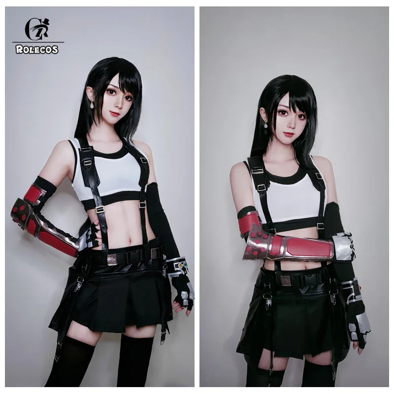 Rolecos FF VII Tifa cosplay costume FF7 remake game cosplay costume Halloween sexy prom dresses gloves stoppers