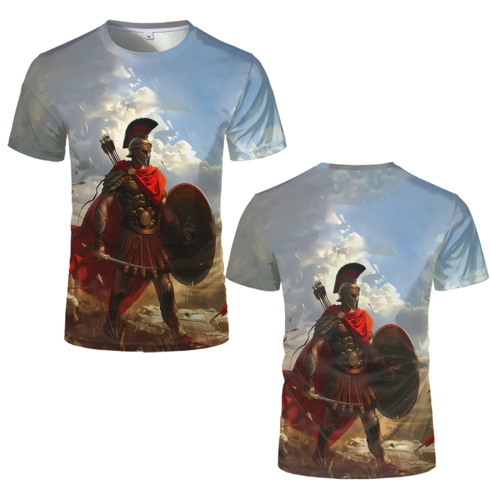 Roman Gladiator Graphic T Shirts For Men Summer Sparta Soldiers Printed Man T-shirt Fashion Casual Oversized Short Sleeve Tops