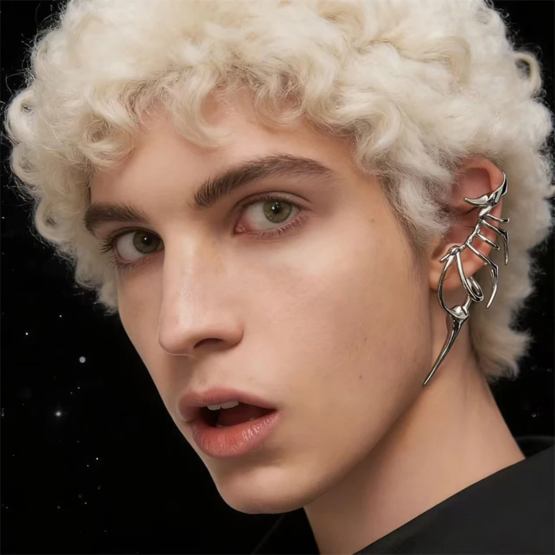 Edgy Skeleton-Style Ear Cuff for Men & Women, Unique Jewelry Accessory, Statement Gothic Fashion Piece
