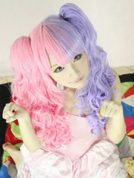 Wholesale Purple Pink Split Color Lolita Long Curly Fashion Cosplay Party Wig Hair