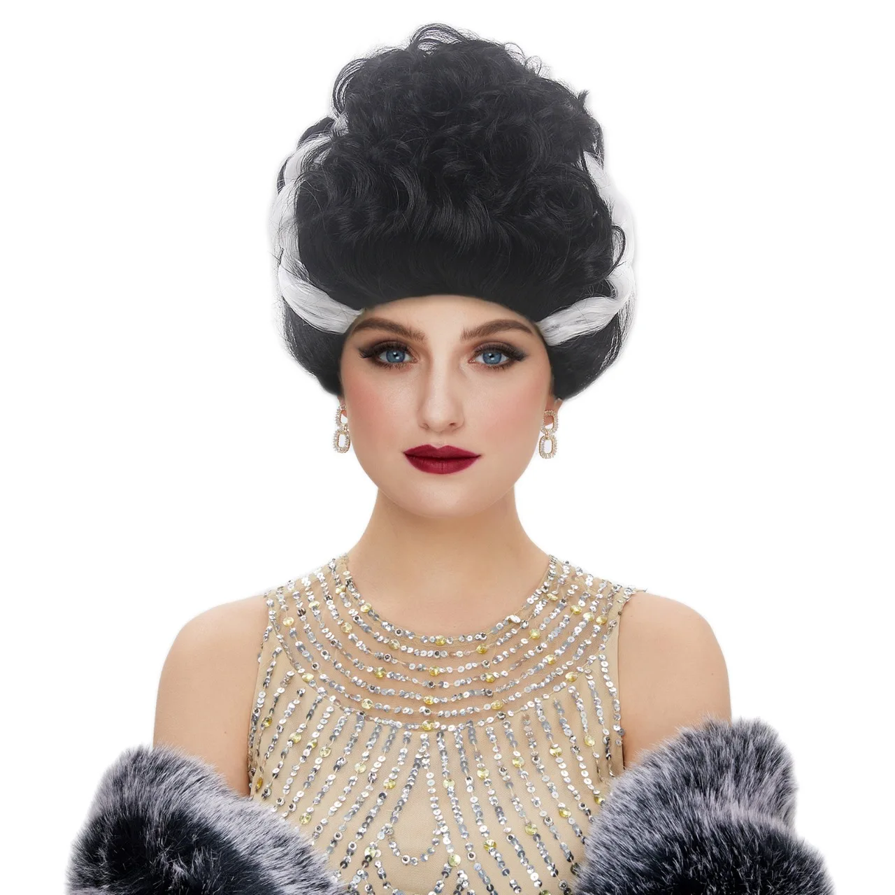 

1920-е годы, викторианский парик, короткие вьющиеся прически, парик улья, синтетические волосы королевы, забавный парик для косплея для женщин, костюм на Хэллоуин