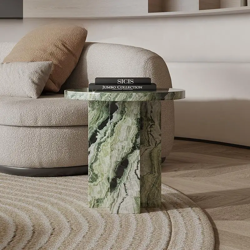 

Luxury Natural Marble Side Table, Minimalist Sofa End Table with Premium Feel, Creative Living Room Accent Table, Customizable