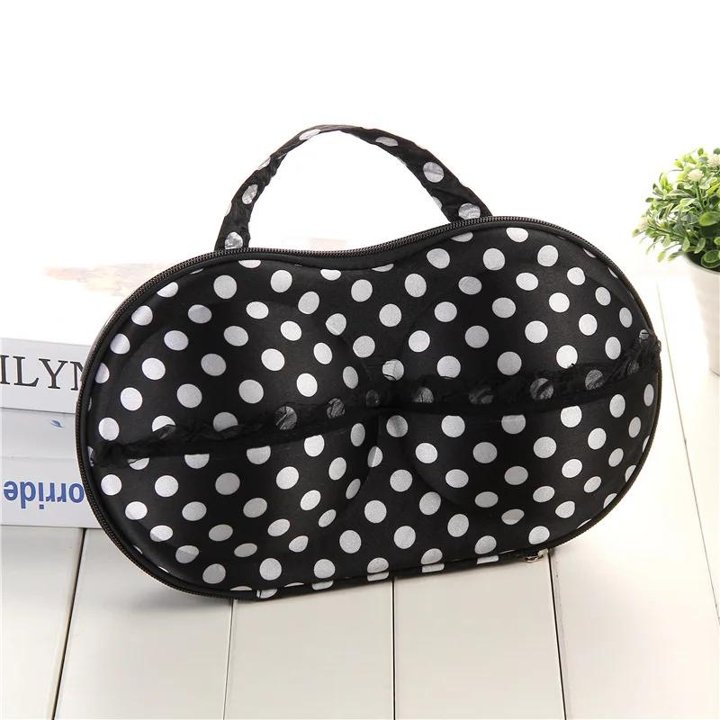 Modern Simple Polka Dot Bra Box Travel Portable Storage Bag Cute Underwear Covered Bra Storage Box Travel Bra Organizer