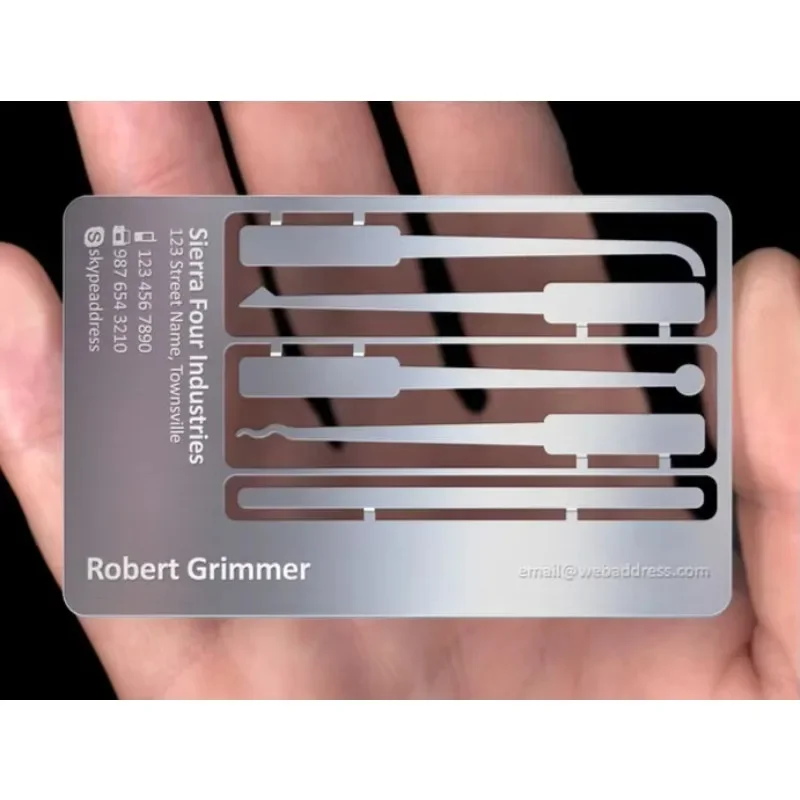 الشركة المصنعة المخصصة طباعة الفولاذ المقاوم للصدأ بطاقة الأعمال قطع الليزر معدن أسود تصميم الأزهار شخصية مصقول