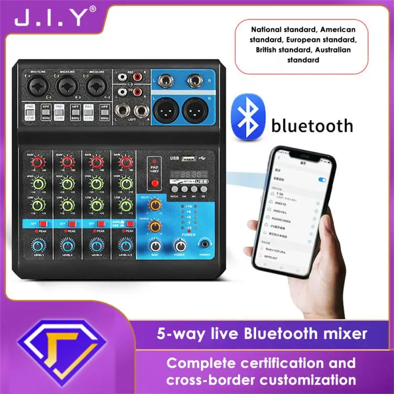 AUDIO 4 5 Channel Professional Portable Mixer Sound Console Computer Input 48v Power Live Broadcast A4 A5 PK TEYUN JIY