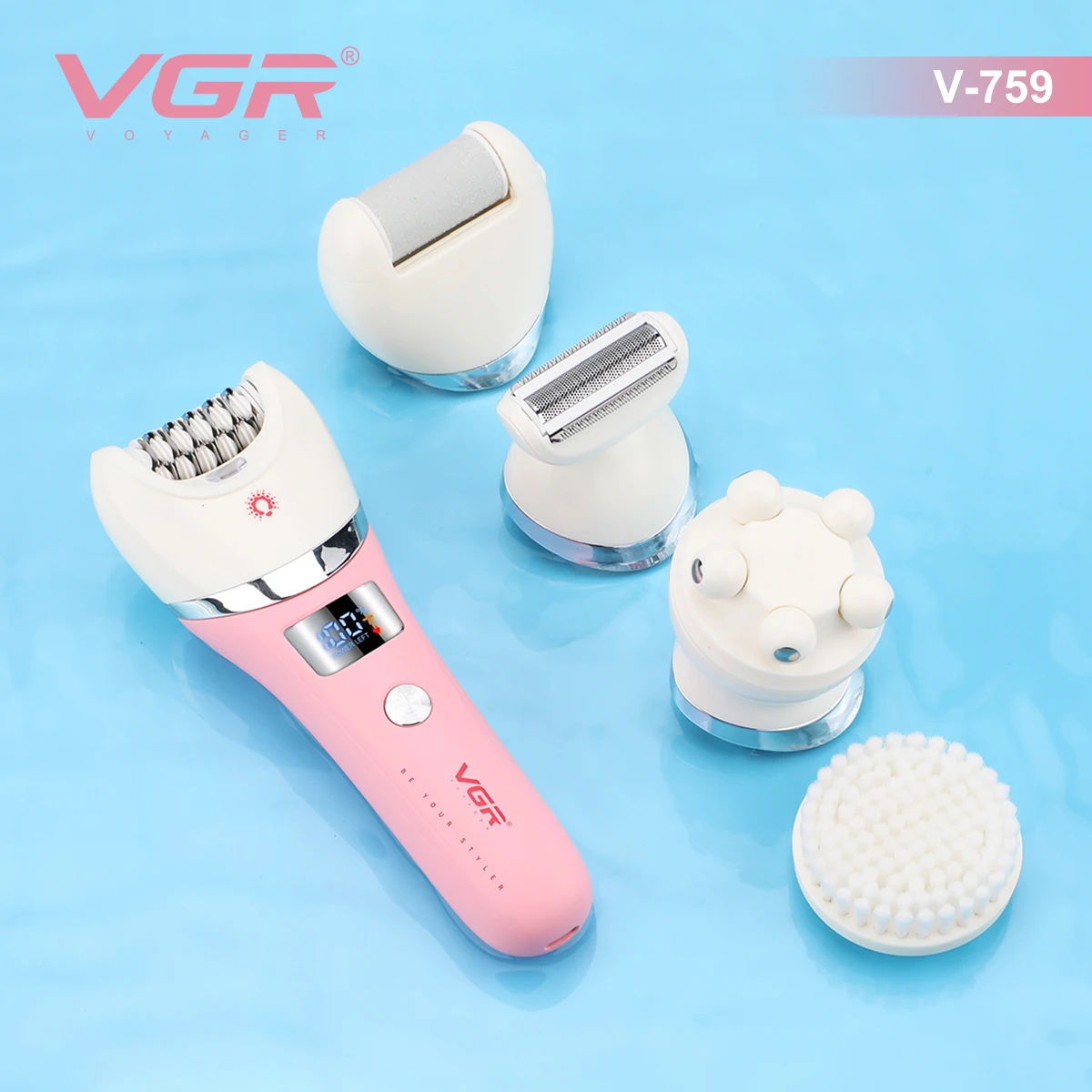 VGR مكينة حلاقة مناطق حساسة ماكينة إزالة شعر احترافية مُحسّنة أفضل ماكينة إزالة شعر كهربائية الأكثر مبيعًا ٠ مم قابلة لإعادة الشحن ماكينة إزالة شعر عرض خاص LED عناية متعددة الوظائف ماكينة إزالة شعر للنساء V-759