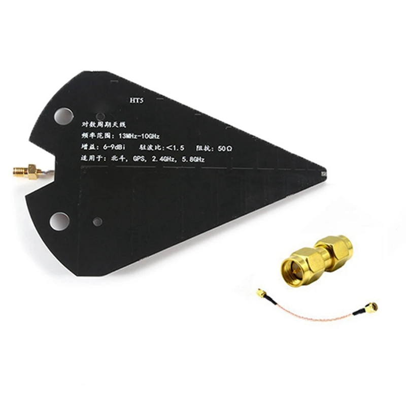 HT5 Log Periodic Antenna 1.3-10GHz Wideband Directional Antenna High Gain 6-9dBi 50Ω for VHF UHF SHF Beidou GPS