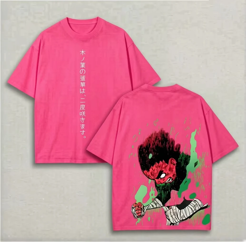 2026 summer Anime Naruto Rock Lee Oversized T-shirt, Eight Gates Print Casual Streetwear Tee For Men Women view 3