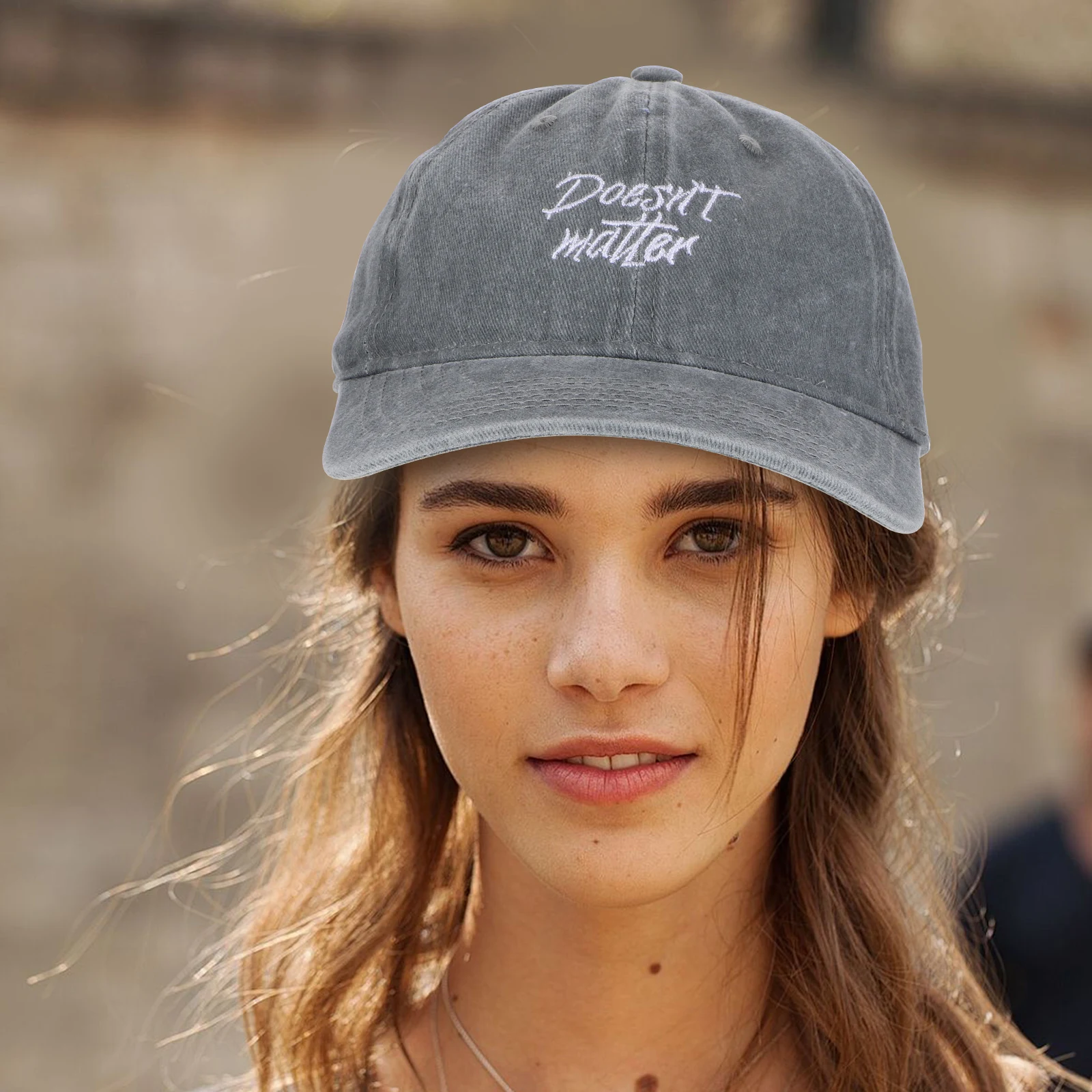 

Vintage Washed Distressed Cotton Baseball Cap Embroidery Letter Design Sun Protection Wide Brim Hat For Outdoor Sports Women Men