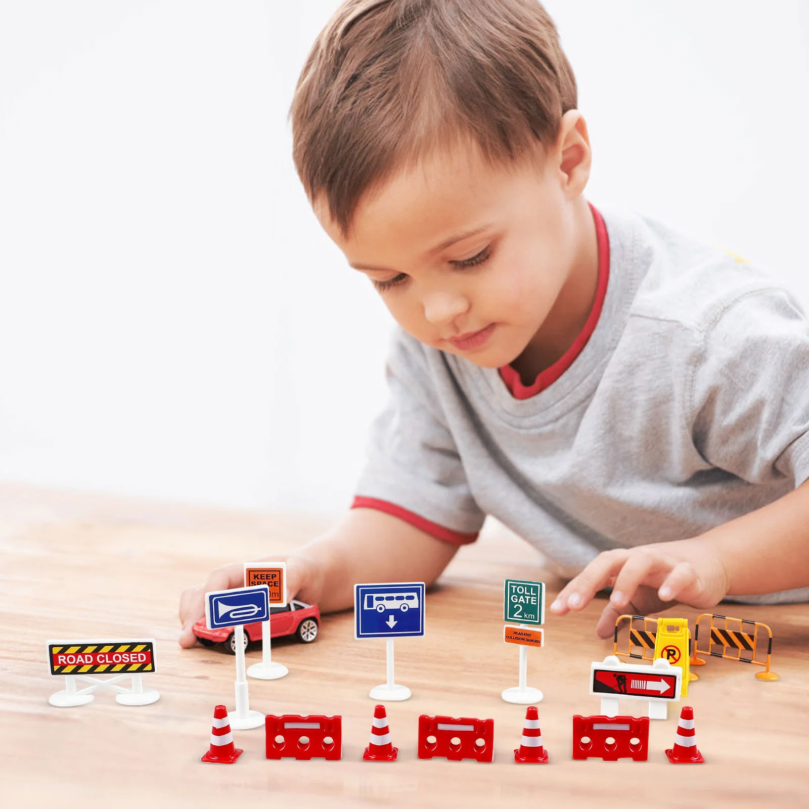 Barricata Segnaletica Giocattoli Nastro stradale per auto per auto Bambini Bambini Ragazzi Segnali stradali Modelli Set di giochi