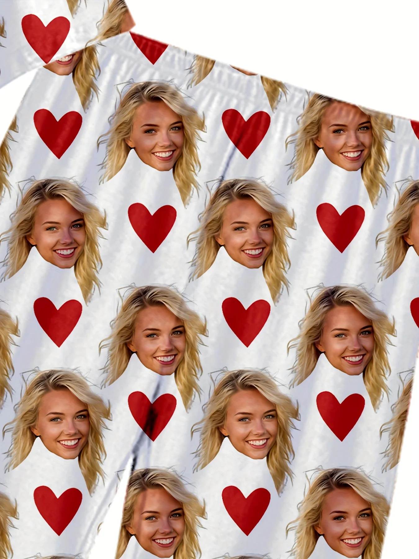Men's or Women's Facial Printed T-Shirt Shorts Set Personal Photo Customized Comfortable Loose Home Set Valentine's Day Gift image 5