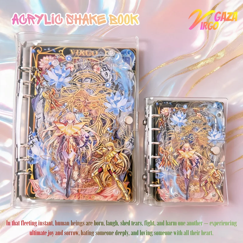 Golden Saint, Seiya, Virgo, Acrylic ShakerNotebook,Fashion,Creativity, Salsa,Notepad, Collections, Daily Use, and Birthday Gifts