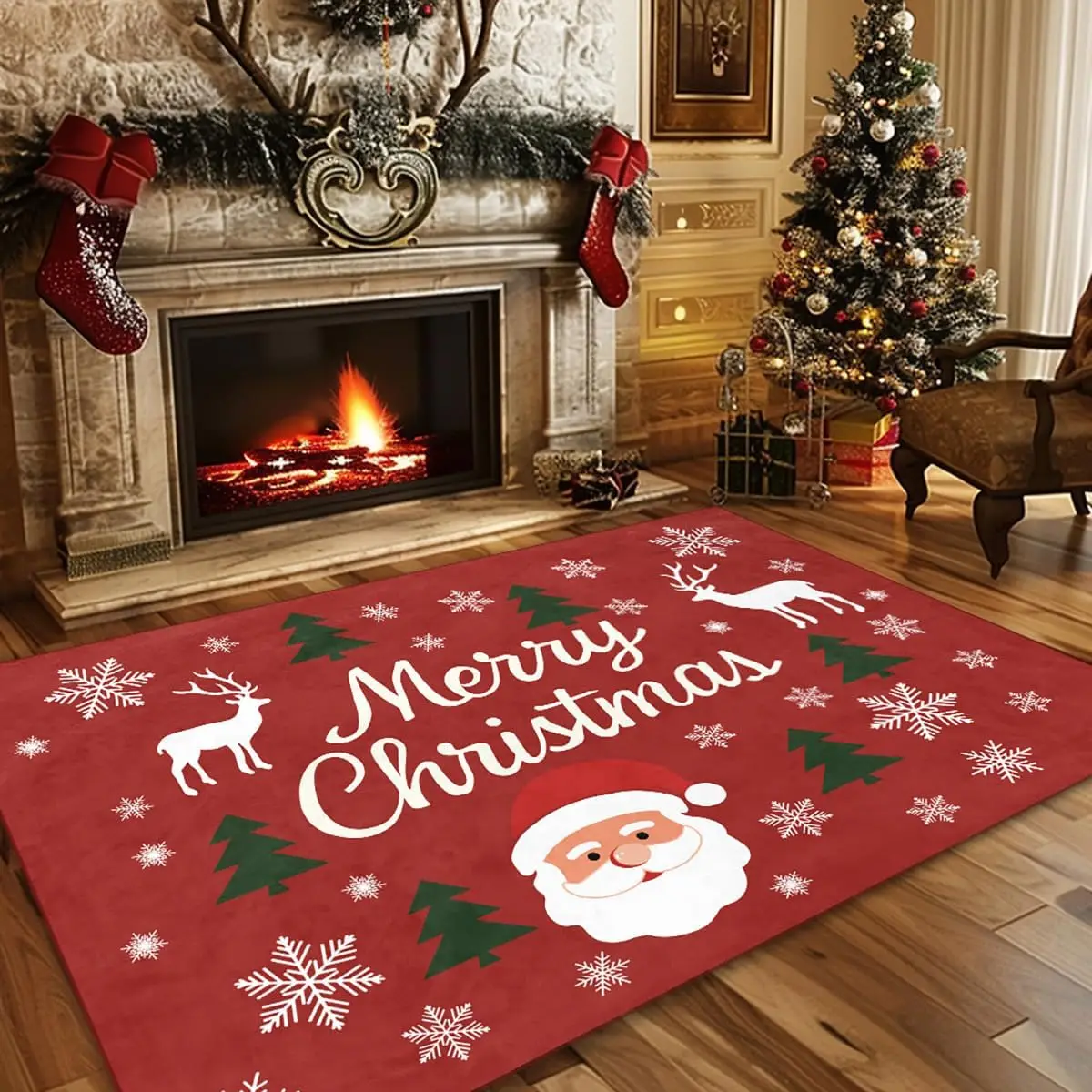 VIKAMA سانتا كلوز باب مدخل غرفة المعيشة أريكة السجاد الشتاء والربيع الدفء ، الحماية الباردة ، مقاومة الانزلاق ديكور المنزل #3
