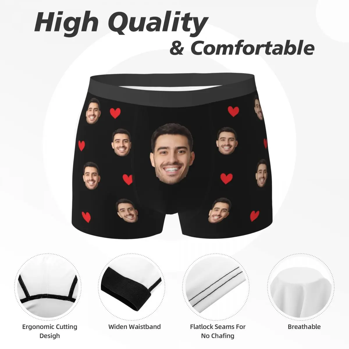 Personalized Men\'s Boxer Briefs Custom Face Photo Underwear Funny Gift For Husband Customized Anniversary/Valentine\'s Day Gift