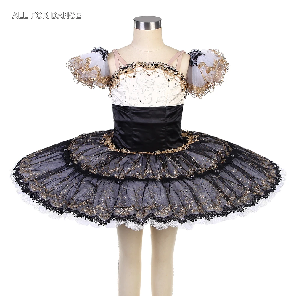 B22308 Black Professional Ballet Tutu 10 Layers Pancake Tutu Skirt Girls Ballerina Dance Costume Competition Tutus Solo Dresses