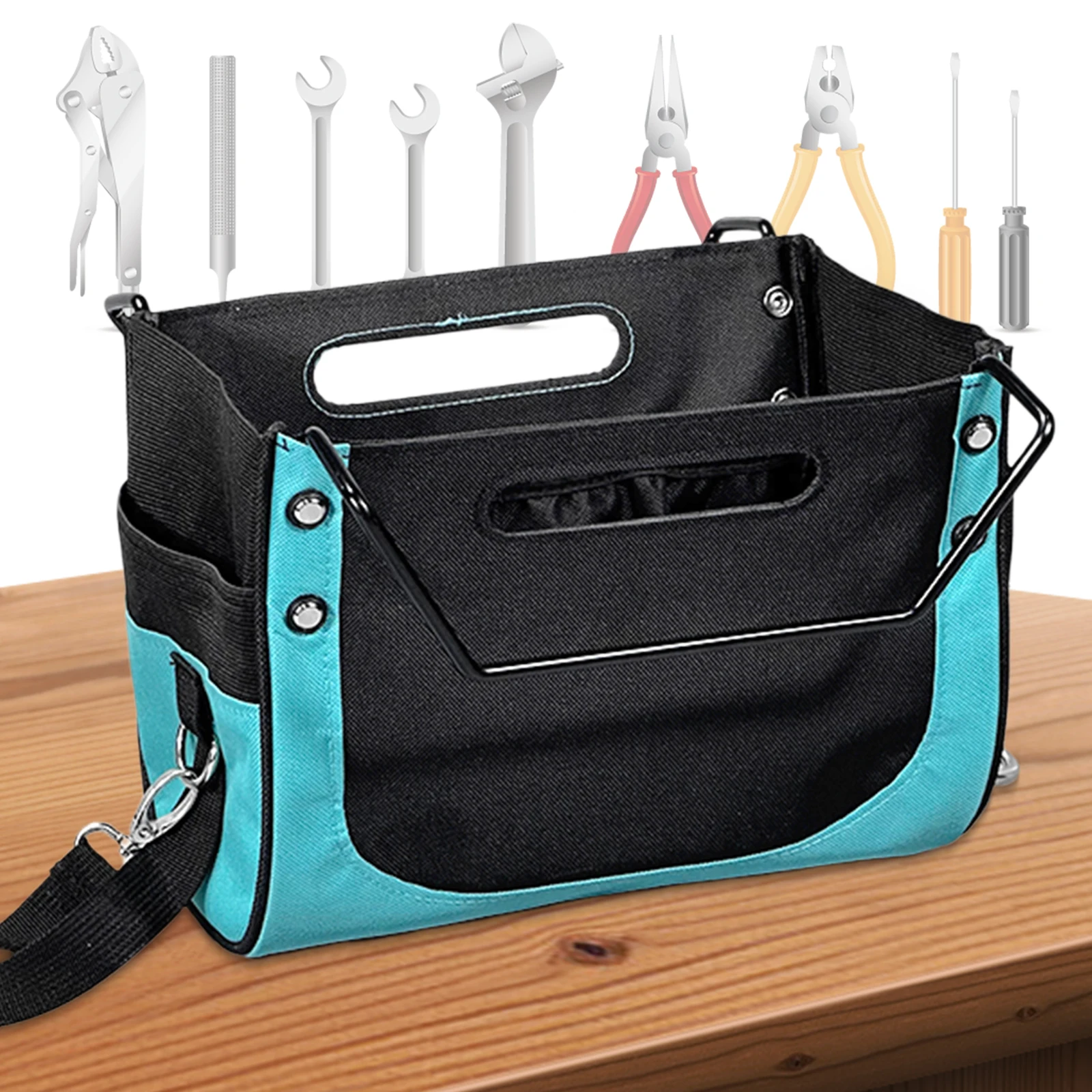 

Портативный держатель для инструментов на лестницу, сумка-органайзер из ткани Оксфорд большой емкости, подвесная сумка для инструментов на лестницу для ремонта