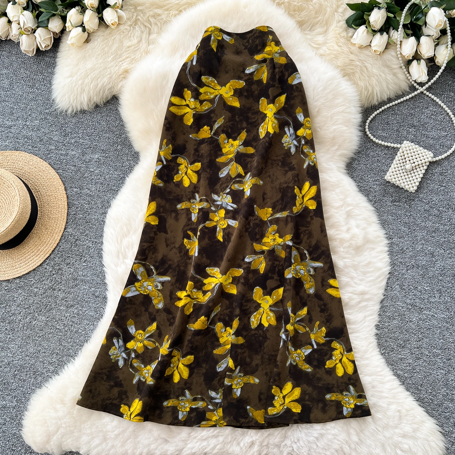 

Women Chic basics print slim hotsweet High Waist pencil dress Fashion Vintage Wrap korean skirt fashion Clothing