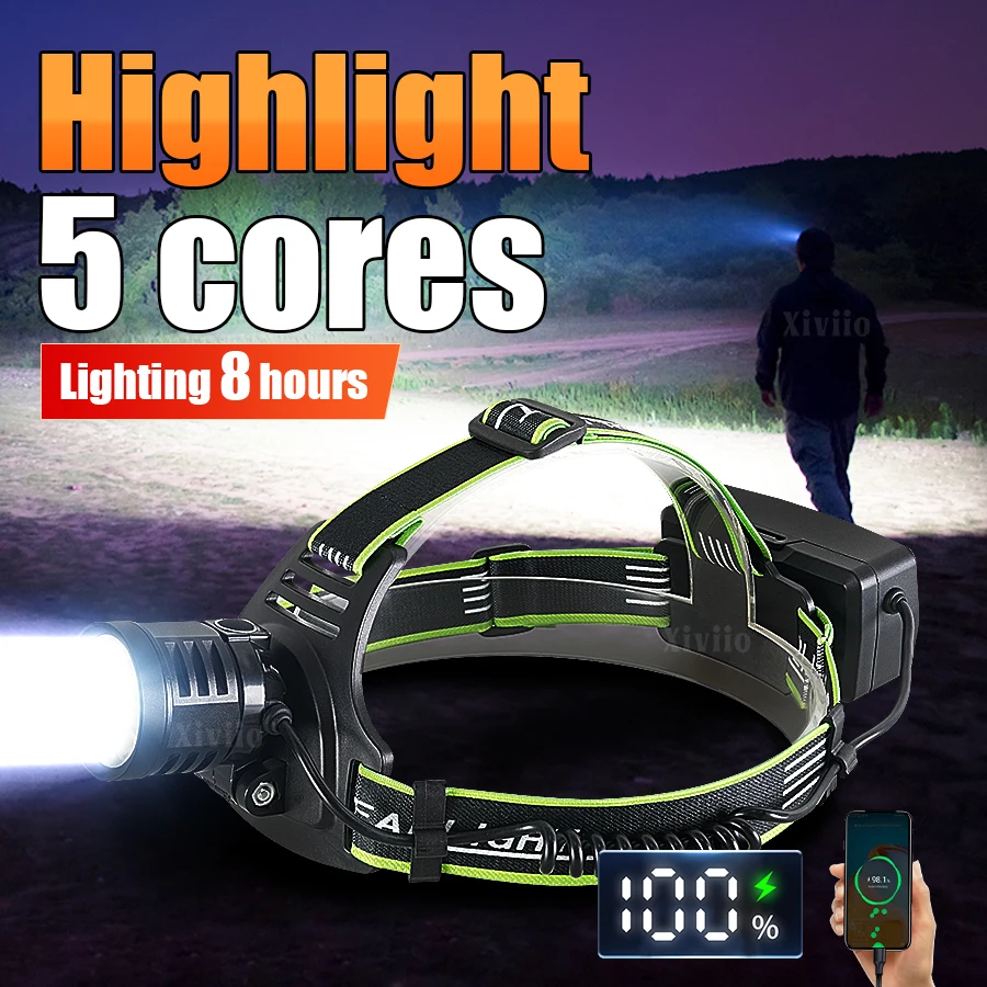 

Супер мощный налобный фонарь с фиксированным фокусом, перезаряжаемый налобный фонарь 18650, водонепроницаемый, для ночной езды, кемпинга, рыбалки, пешего туризма, налобный фонарик