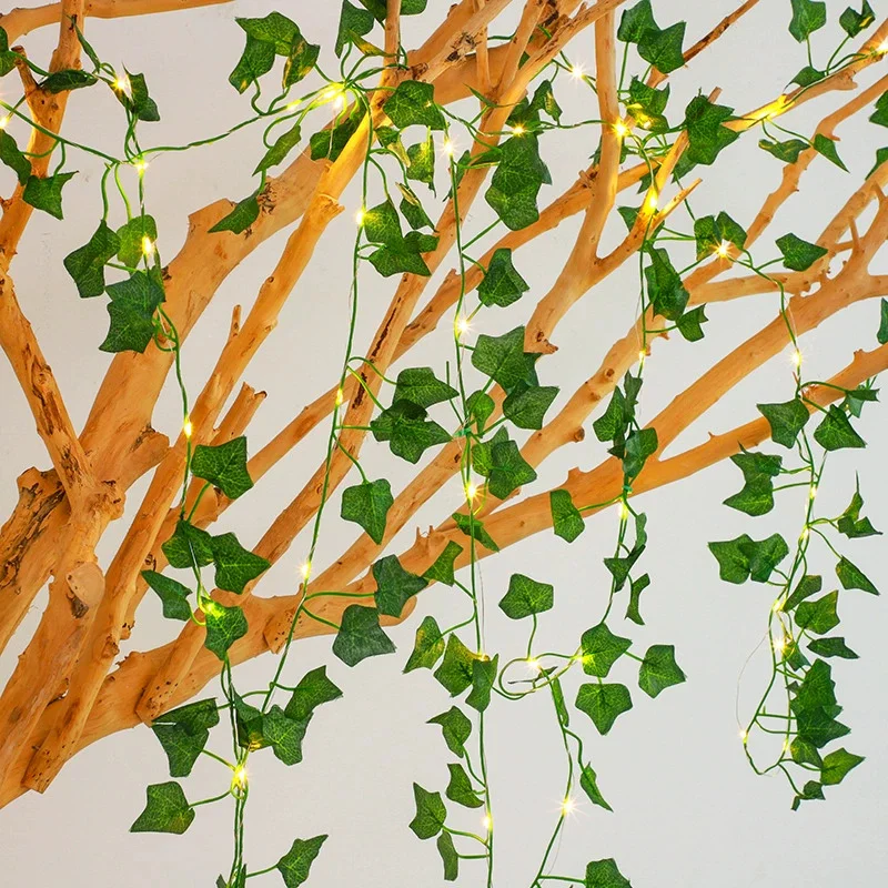 

2/5/10M Artificial LED Plants String Light Battery Boxed Holiday Garland Lamp for Wedding Party Garden Christmas Room Decoration