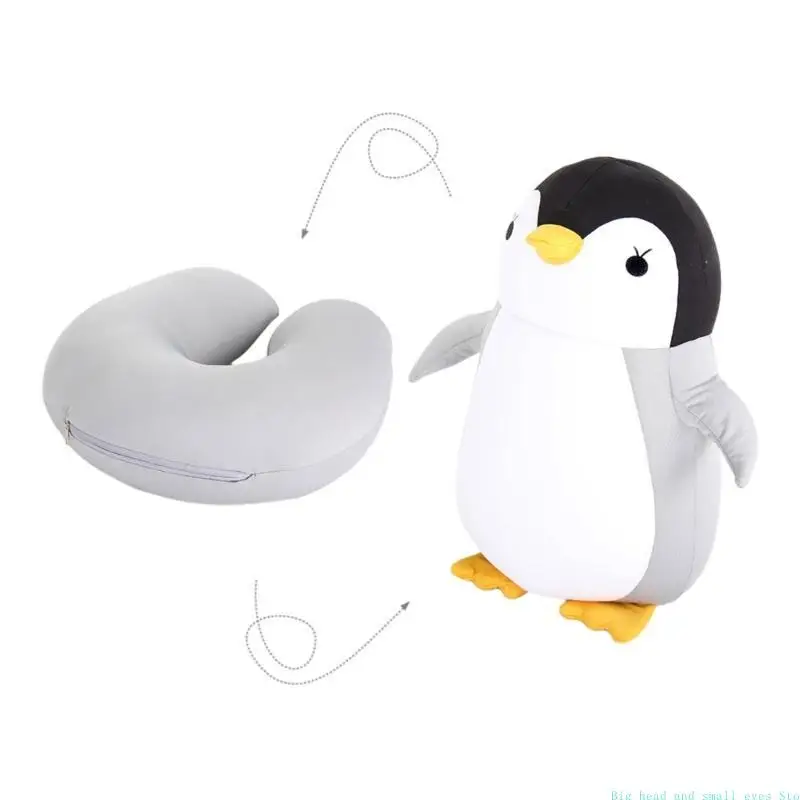 581C Kids Travel Pillow 2 in 1 Deformable Neck Pillow Soft Ushaped Pillow with Lovely Animal Sleep Companions
