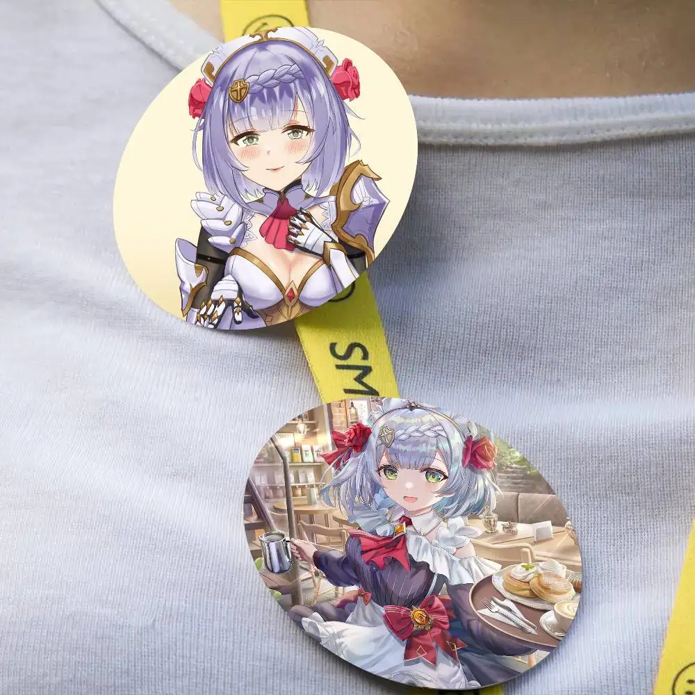 Noelle Anime G-Genshin Impact Badge Tinplate Meme Round Brooch For Hat Bag Creative Lapel Jewelry Accessories Gifts
