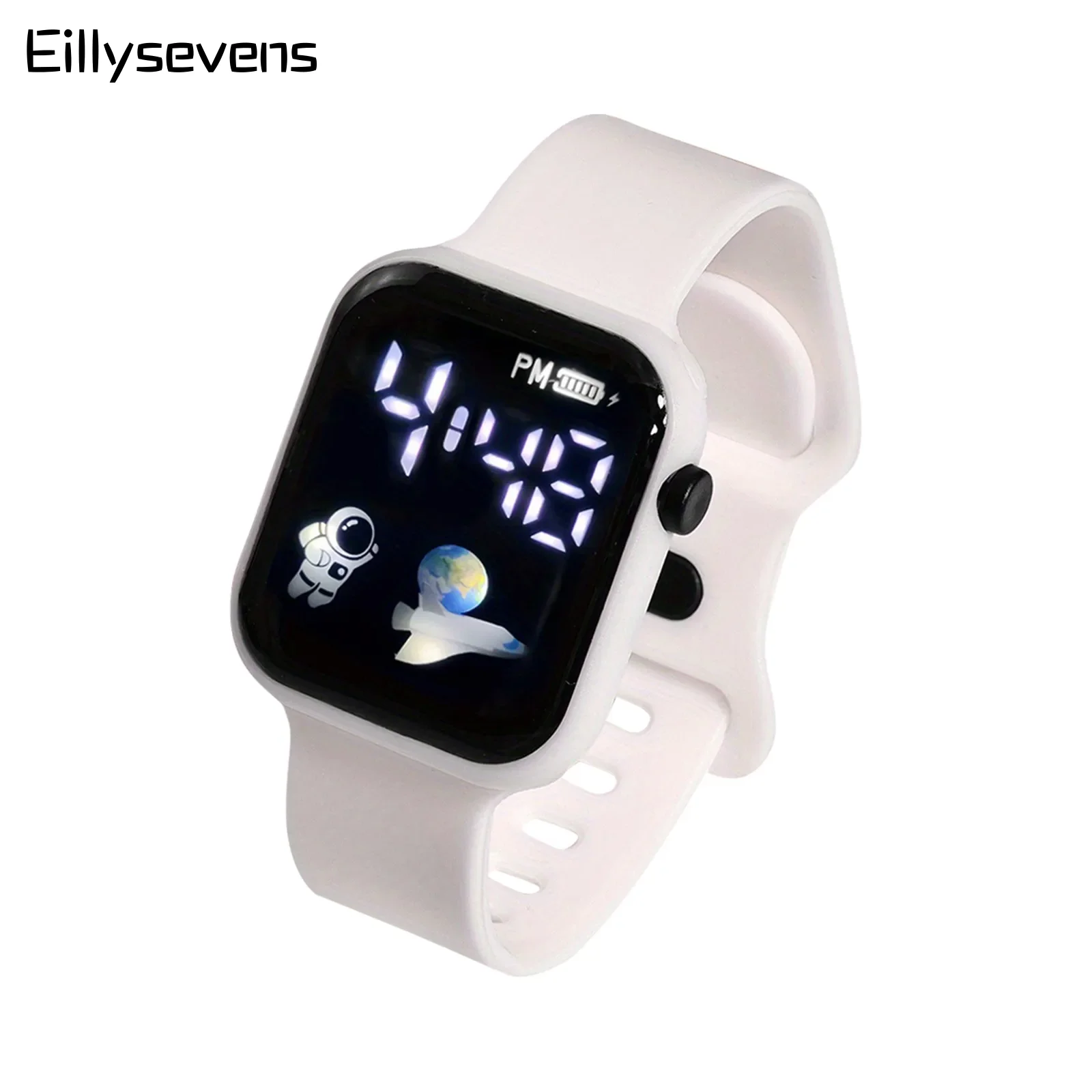 

Children'S Watch Suitable For Students Outdoor Electronic Watches Led Screen Display Time Watch Square Dial Silicone Strap Watch