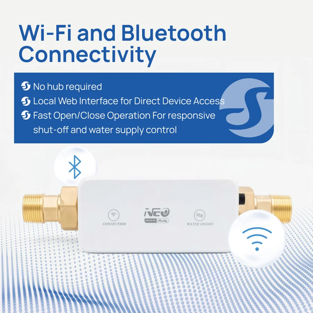 Neo Smart Water Valve NAS-WV02W By Shelly NSF-Certified Smart DN25 Brass Valve Drinking Water Systems Delivers Consumption track