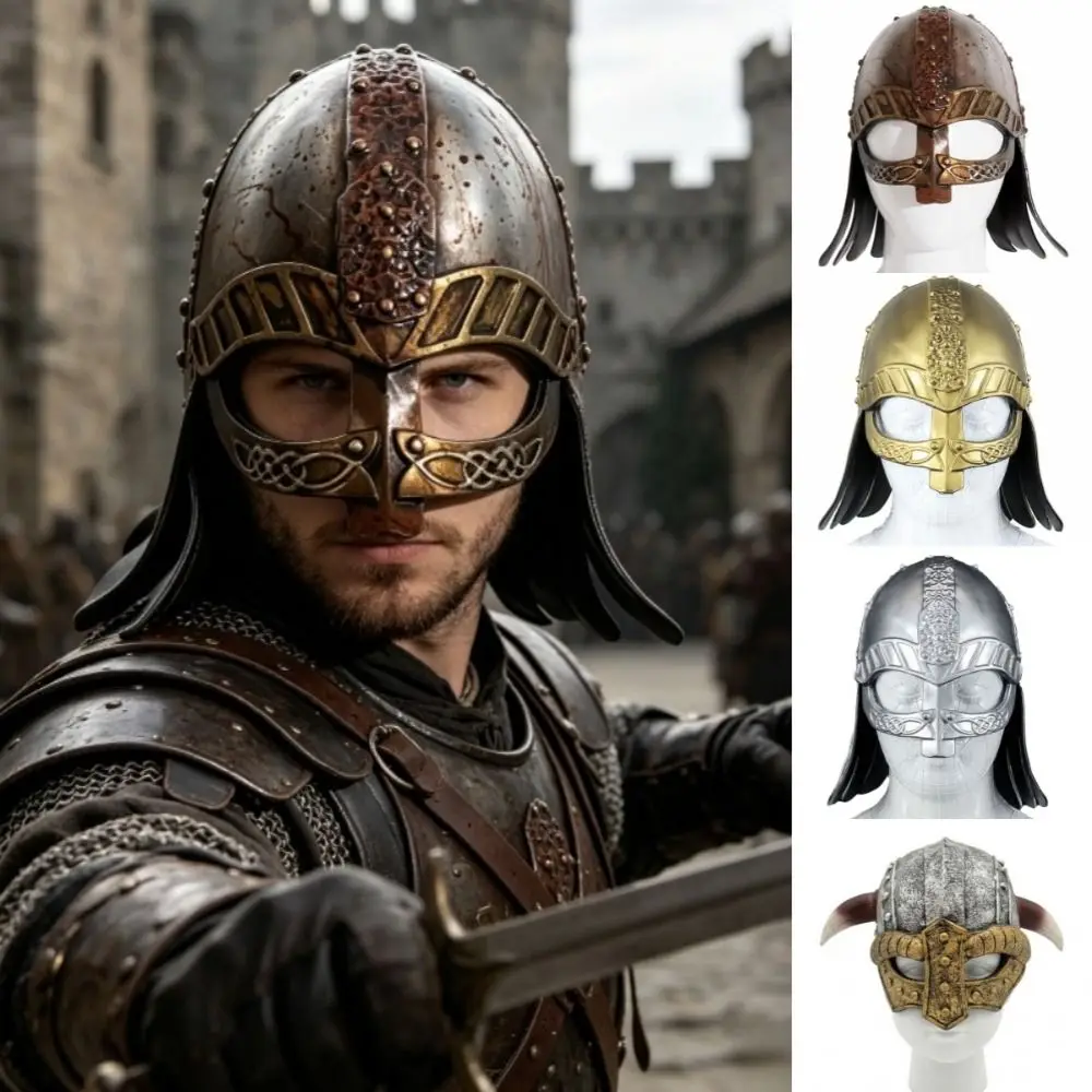 Vintage Viking Horn Hat Helmet Retro Realistic Medieval Warrior Knight Hat Renaissance Dress Up