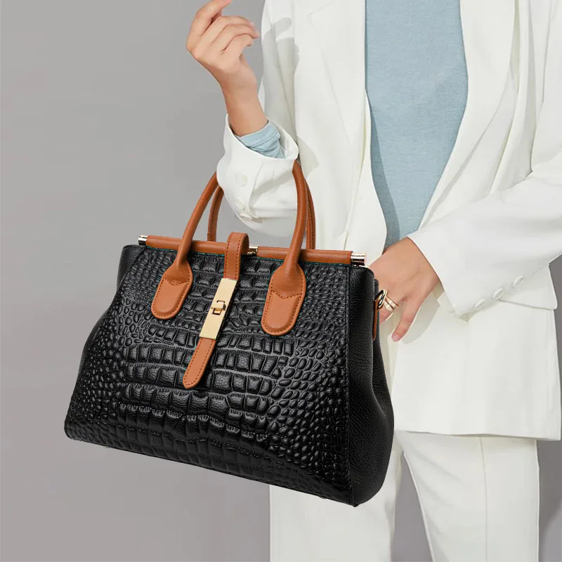 

Aidrani Новая женская кожаная сумка, большая вместительная сумка с цветными блоками и крокодиловым узором с принтом на поверхности.