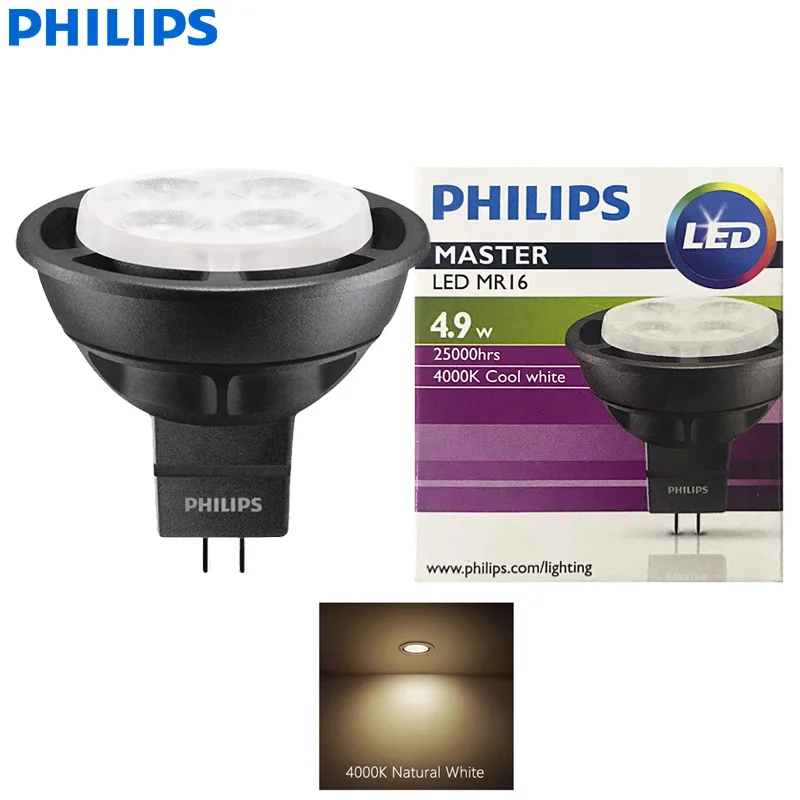 PHILIPS MR16 GU5.3 LED 4.9W (=50W Halogen) MASTER Spot Light 12V Reflector Lamp 24° 36° Beam Angle 4000K White Bulb