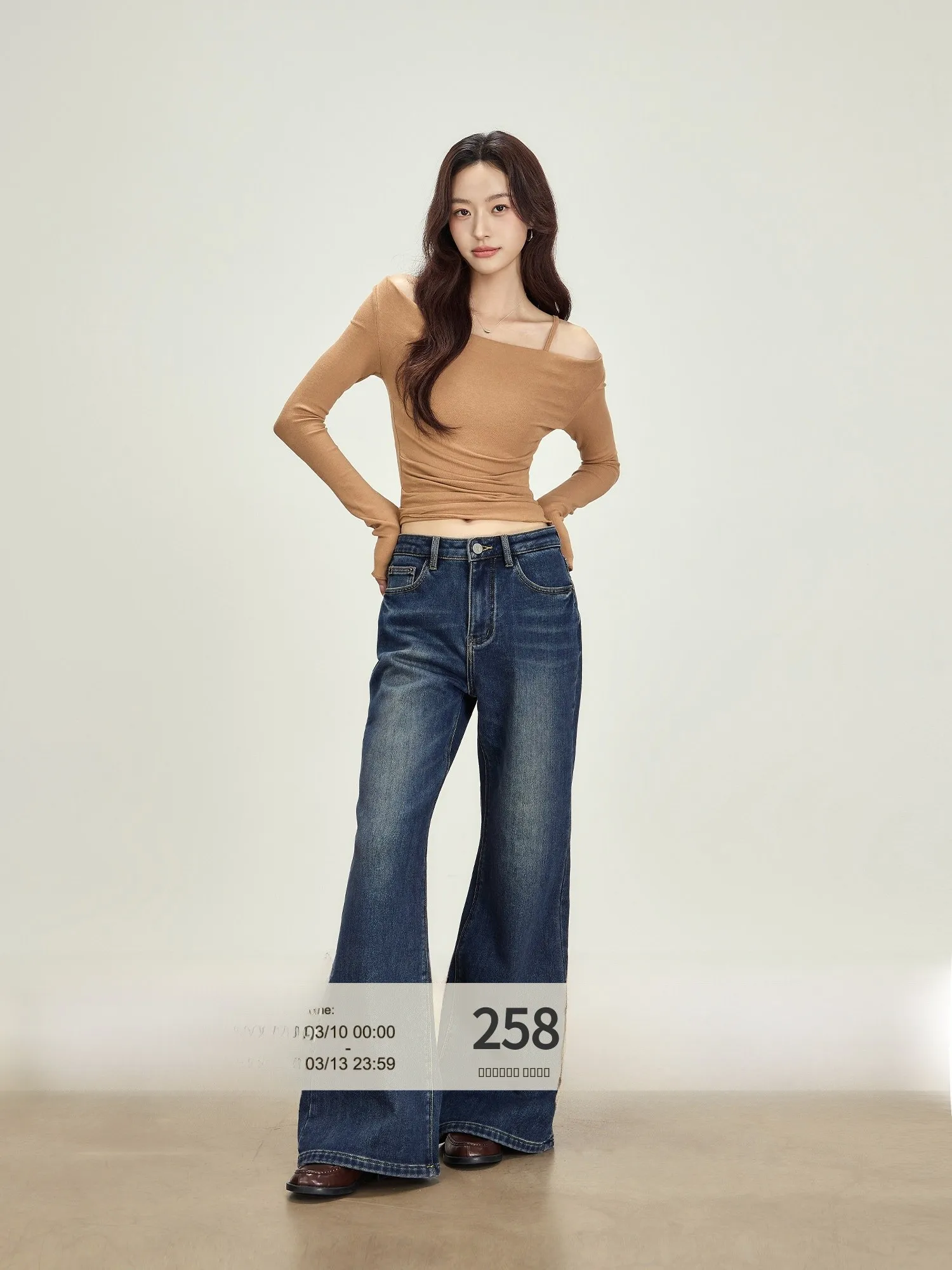 

Rise of the Small Blue Bell Bot Jeans Women's Loose Slimming Pants Spring Vintage Drapey l Waist Cotton Blend
