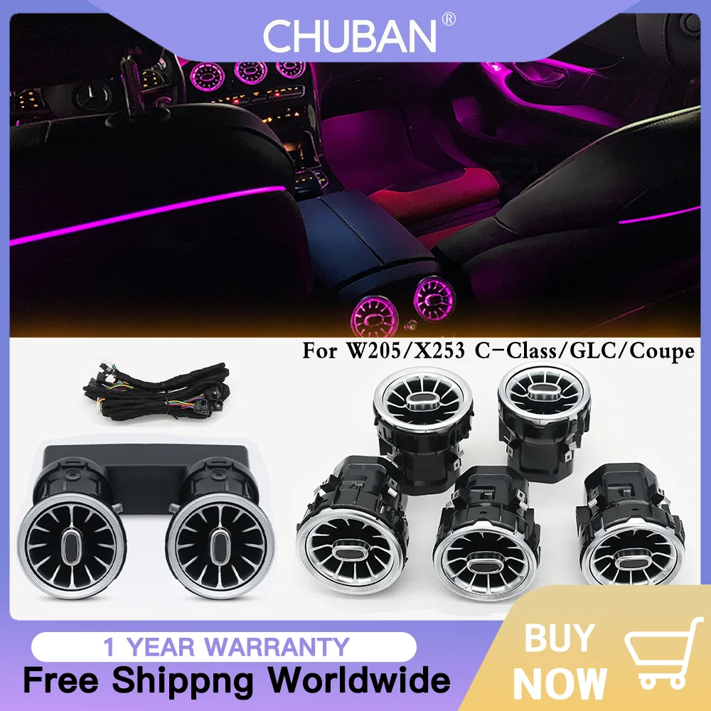 

RGB Air Vents Ambient Light Turbine Nozzle Decorative Lighting for Mercedes Benz W213 E-Class W205 C-Class GLC X253 W222 S-Class