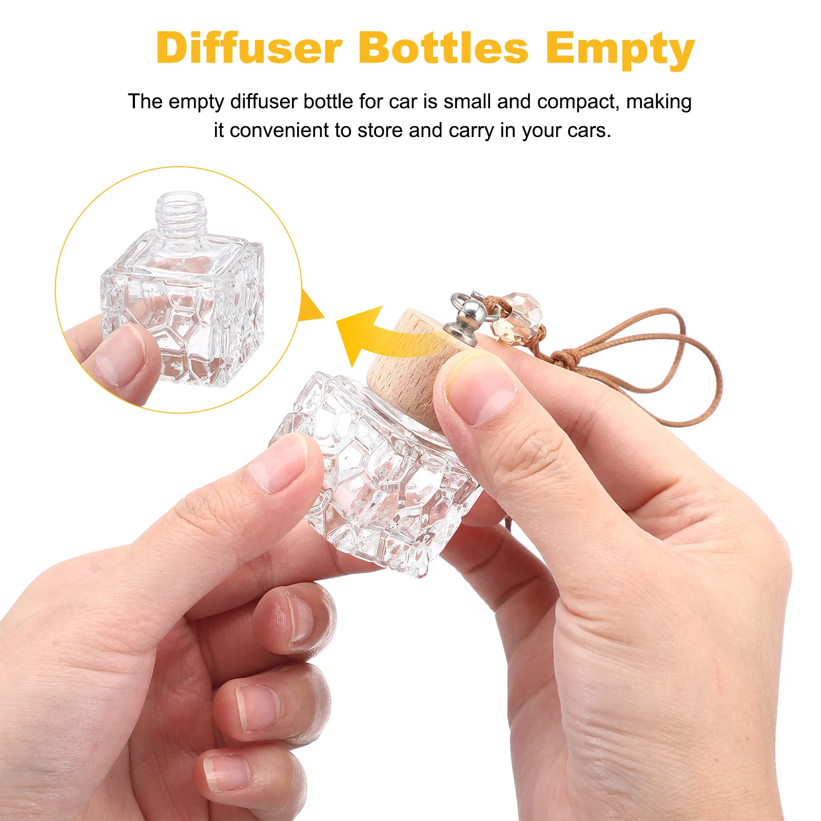 

2Pcs Car Diffuser Bottles Empty Glass Fragrance Diffusers Exquisite Designs Easy to Use Compact Size Car Diffuser
