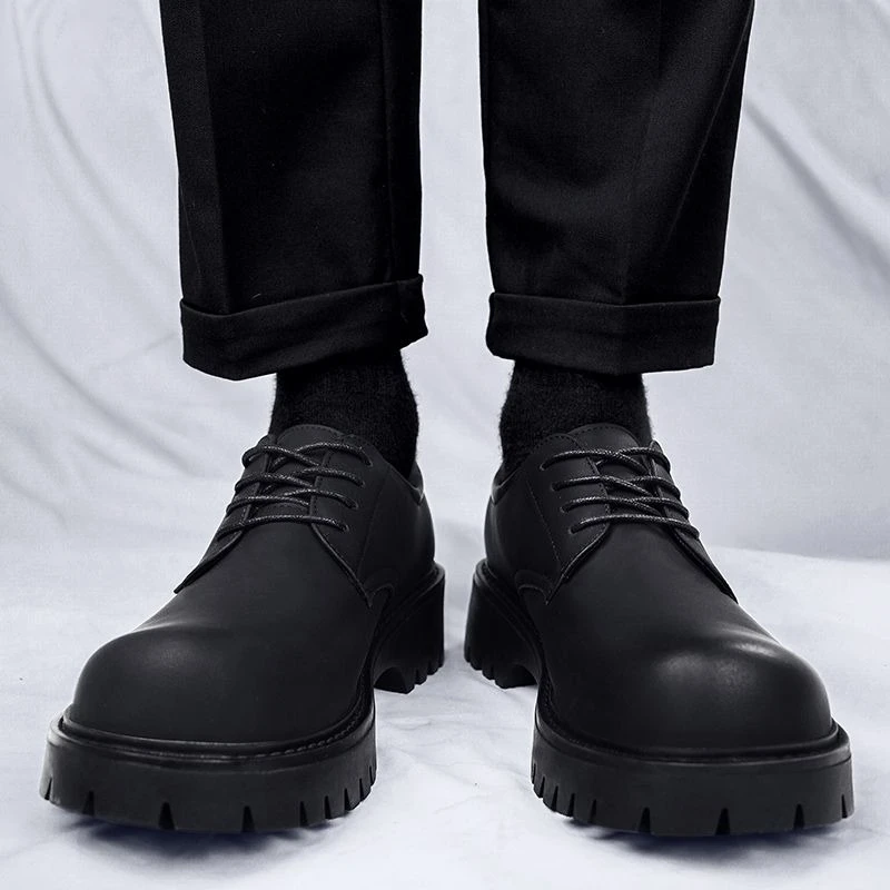 Men 2026 New Korean Style Versatile Brogue Business Casual Leather Shoes