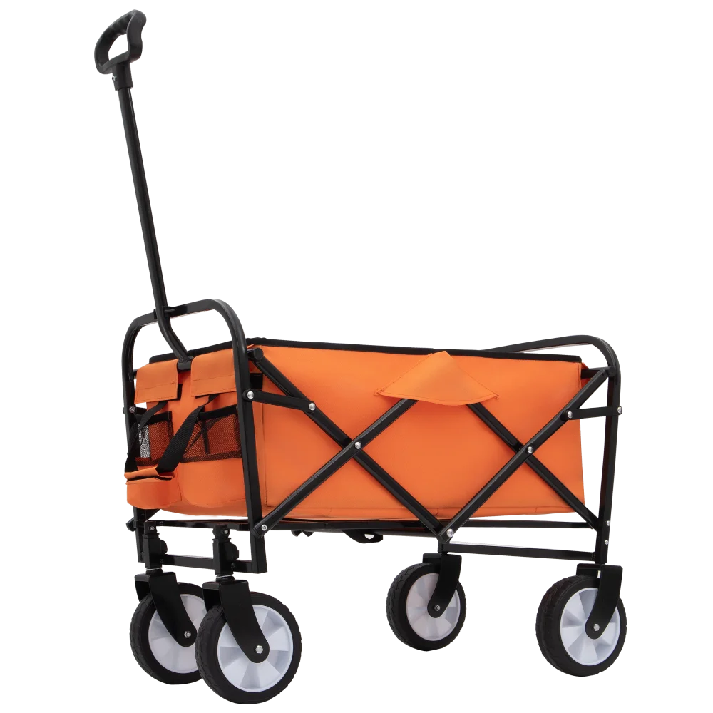 Four-wheeled Beach Cart Heavy-duty Utility Cart Grocery Cart, All-terrain Wheels Black Trolley  Trolley  Folding Cart