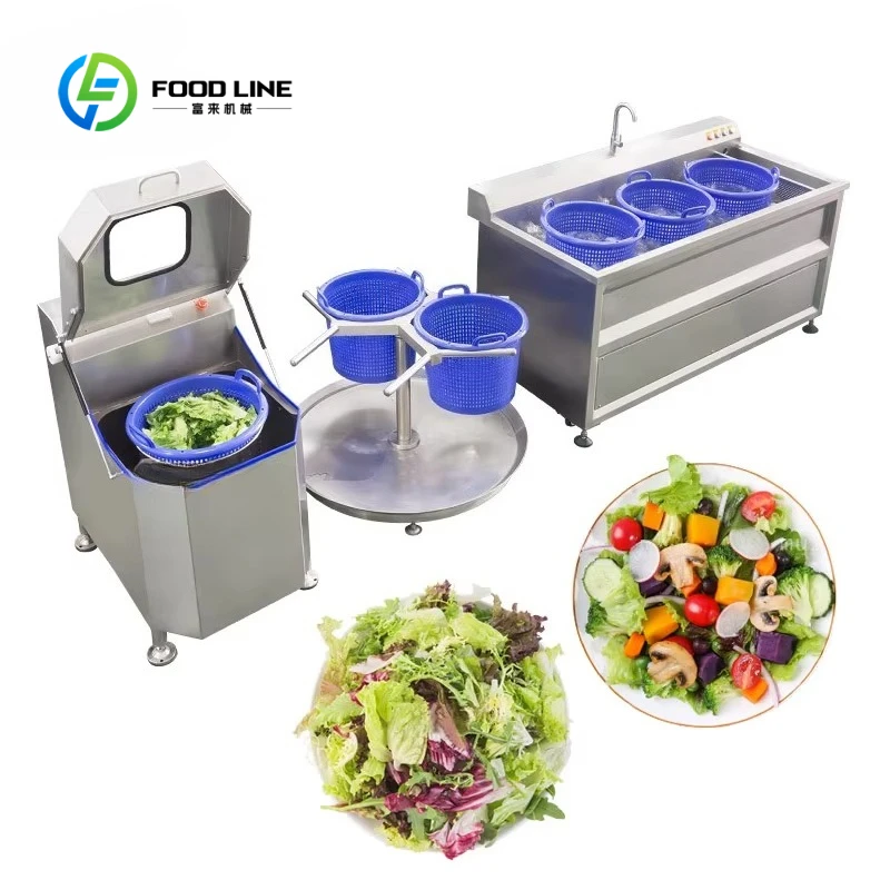 Customized Vegetable Carrot Lettuce Celery Ozone Automatic Air Bubble Cleaning Dry All-in-one Drum Type Washing