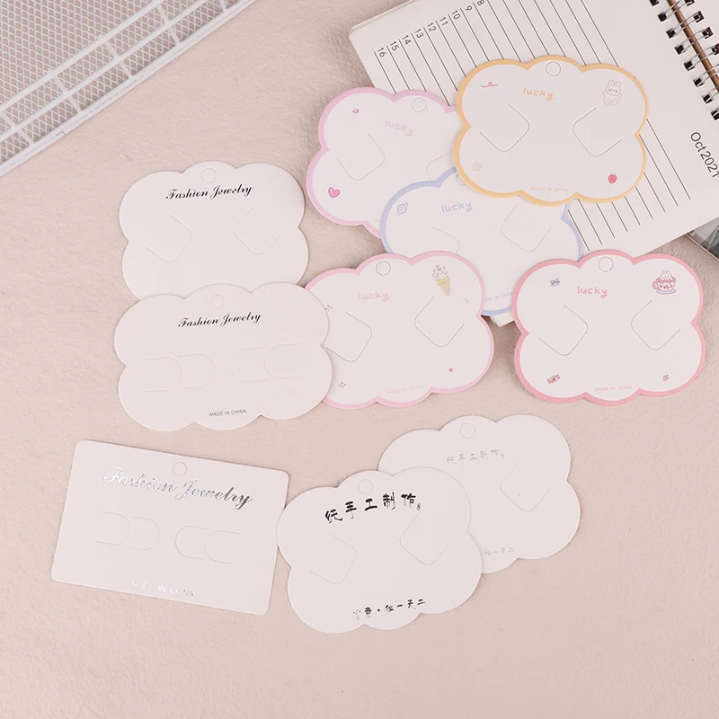 100pcs Cute Headband Hair Clips Jewelry Display Card Blank Paper Card Hairclip Price Tag Hairpin Packaging Cardboard Holde