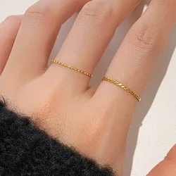High Quality Stainless Steel 18K Gold Plated 1mm Thin Overlapping Curve Rings Small Plaid Stacking Ring Fashion Jewelry Fadeless