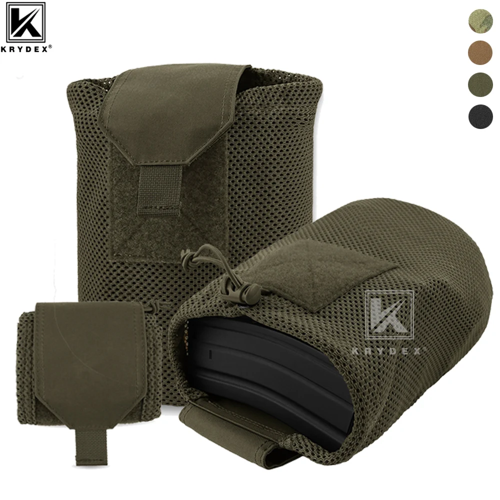 KRYDEX 500D Tactical Mesh Dump Pouch Roll-Up Mag Pouch MOLLE Foldable Tool Utility Pouch Waistbag Hunting Outdoor Bags