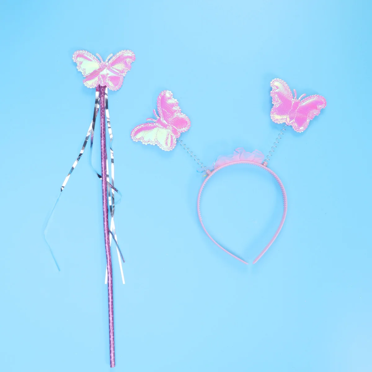 

4 Pcs Butterfly Wings Headdress Headband Tutu Skirt Fairy Wand Costume Single Layer